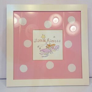 Pink and White Polka Dot 'Little Princess' Framed Art With Bow